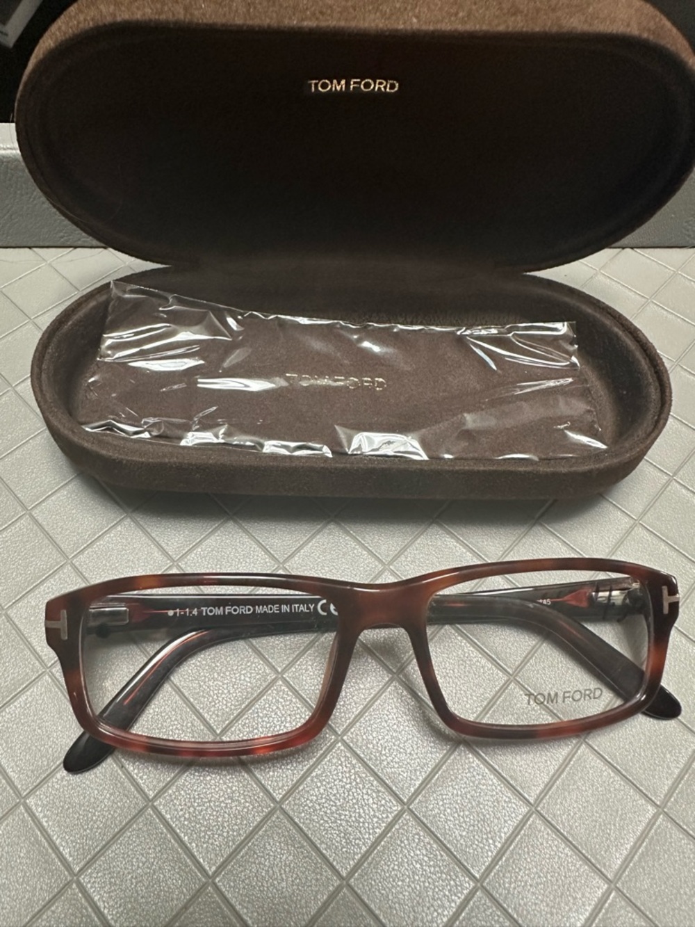 Tom Ford Men's Tortoiseshell Brown Rectangular Glasses